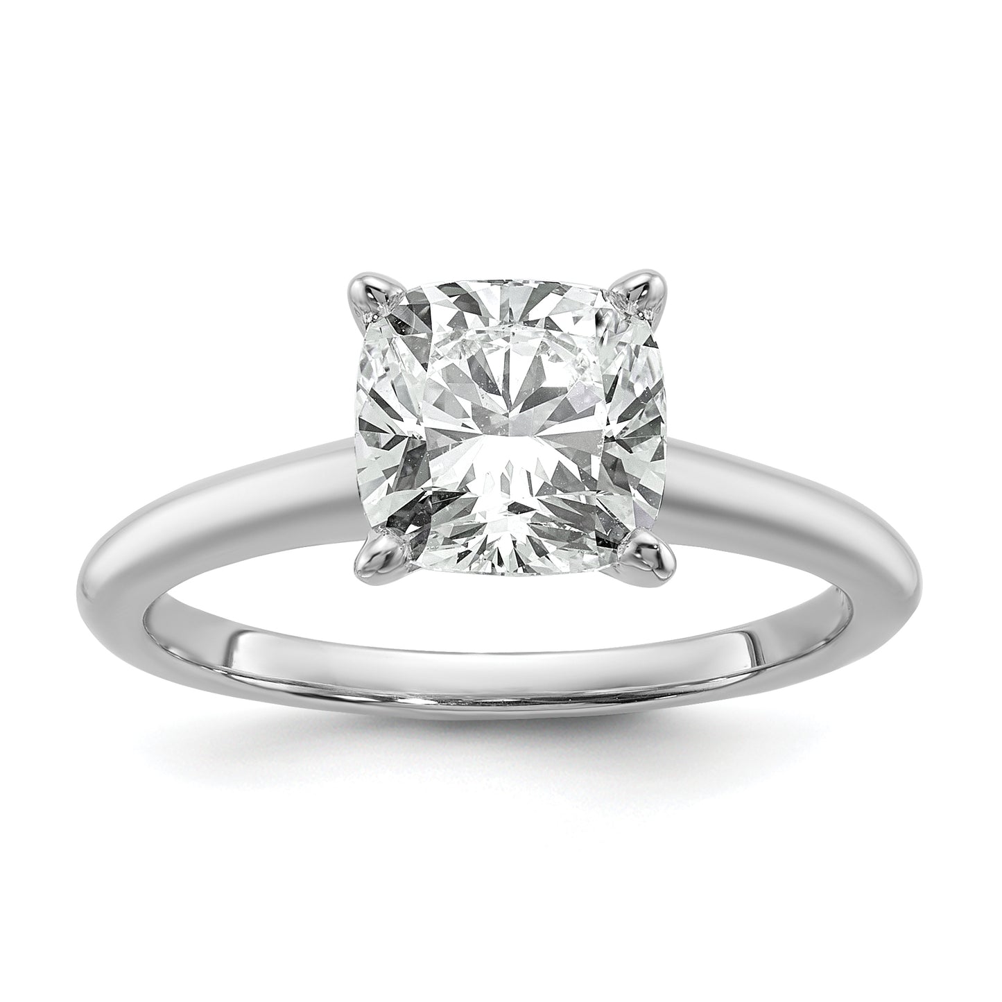 14k White Gold 2 1/2 Ct. Certified Lab Grown Diamond VS/SI+ G+ Cushion Solitare Engagement Ring