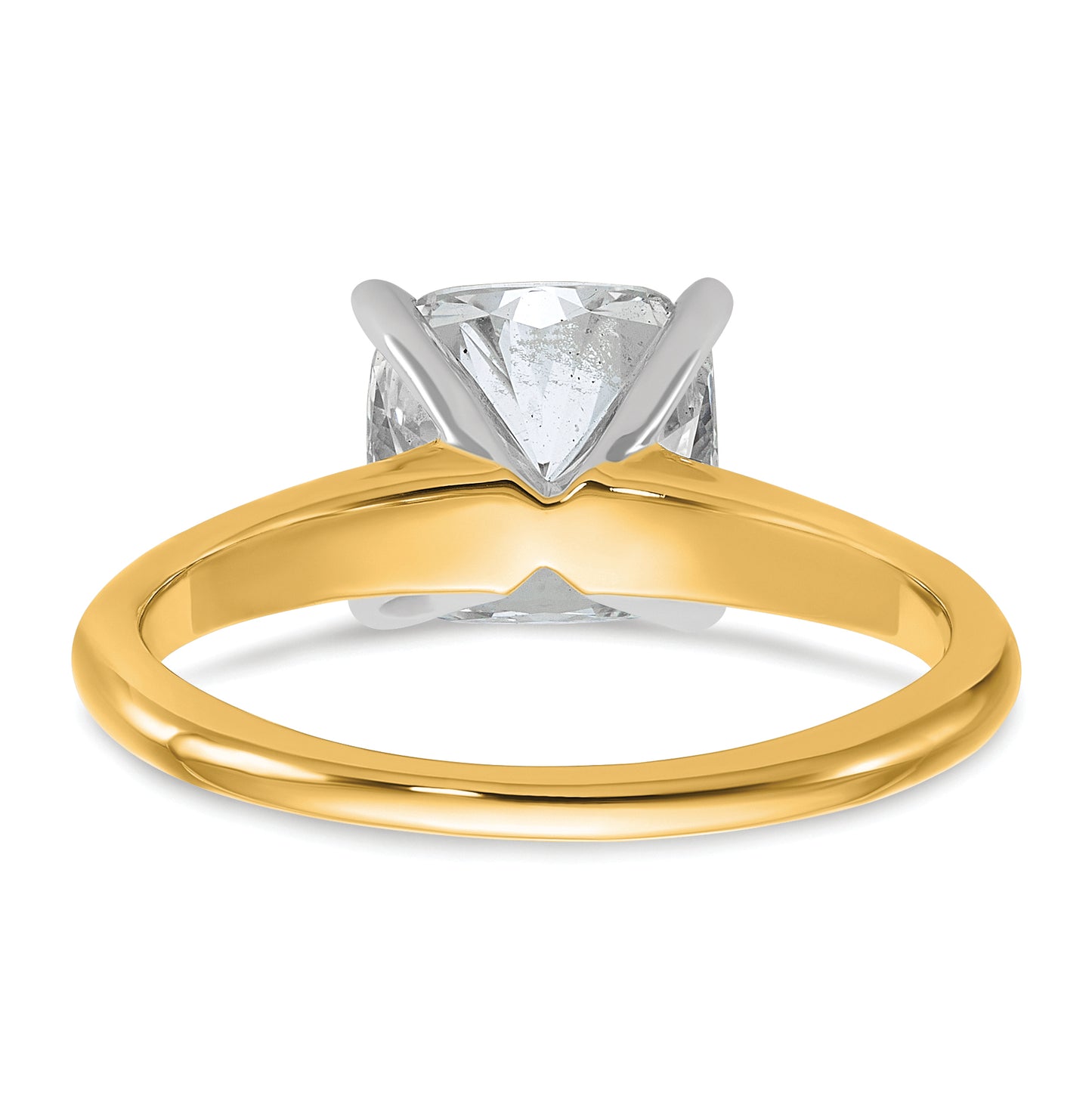 14k Two-tone 2 1/2 Ct. Lab Grown Diamond VS/SI+ G+ Cushion Solitare Engagement Ring