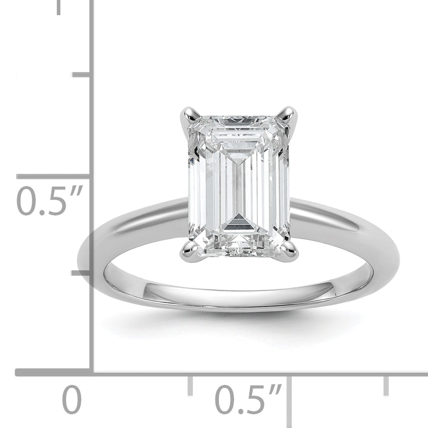 14k White Gold 2 1/2 Ct. Certified Lab Grown Diamond VS/SI+ G+ Emerald Solitare Engagement Ring