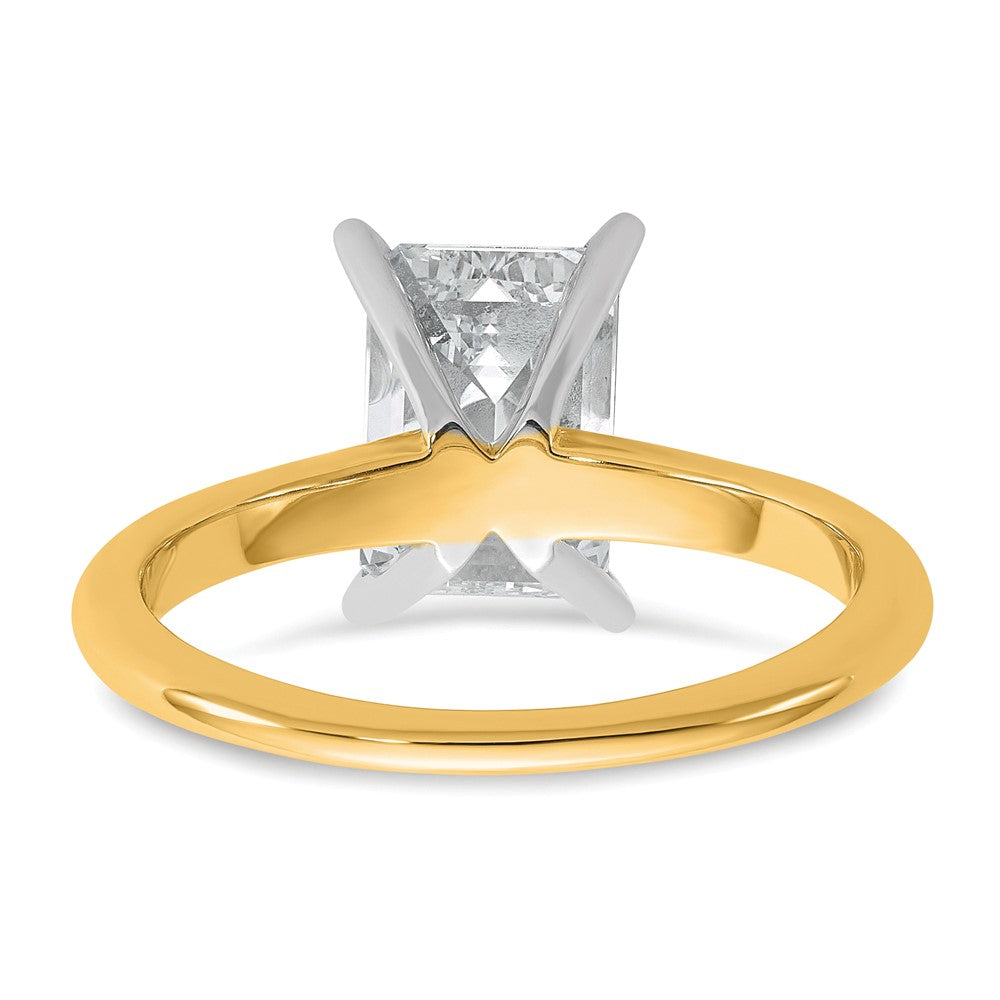 14k Two-tone 2 1/2 Ct. Certified Lab Grown Diamond VS/SI+ G+ Emerald Solitare Engagement Ring