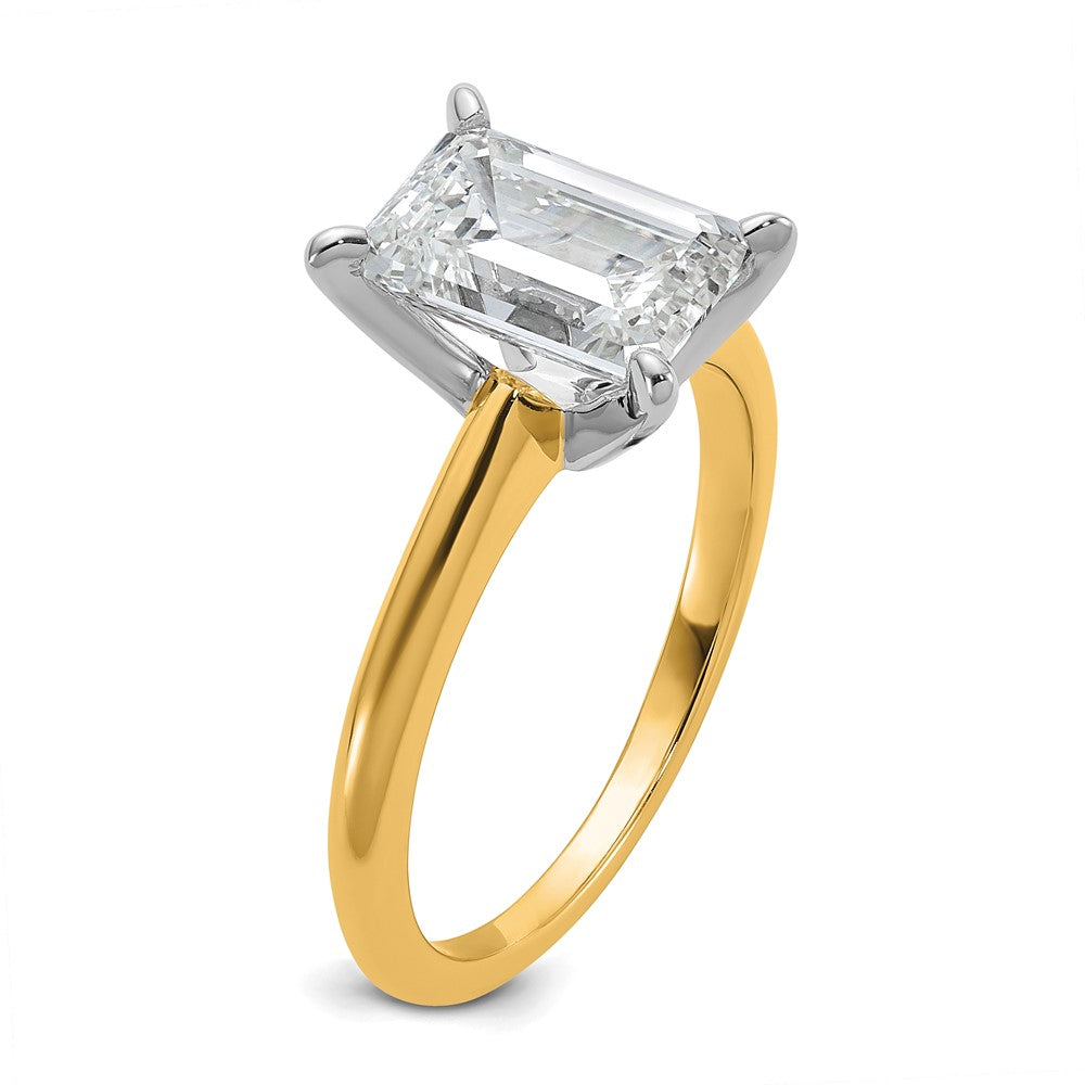 14k Two-tone 2 1/2 Ct. Certified Lab Grown Diamond VS/SI+ G+ Emerald Solitare Engagement Ring