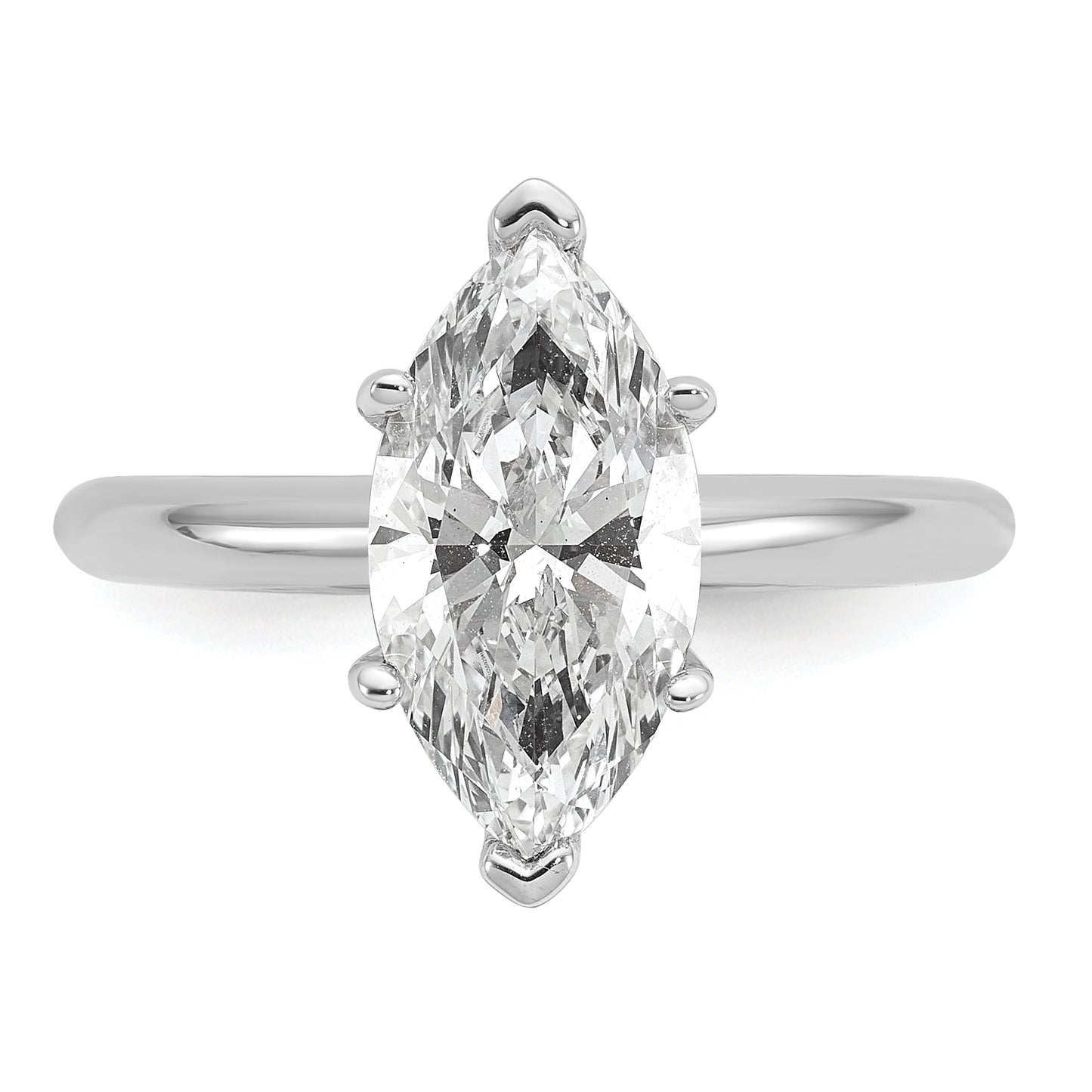 14k White Gold 2 1/2 Ct. Certified Lab Grown Diamond VS/SI+ G+ Marquise Solitare Engagement Ring