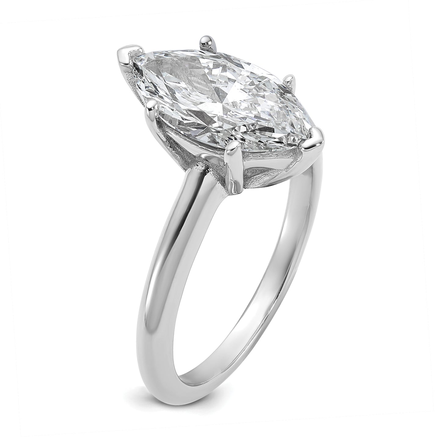 14k White Gold 2 1/2 Ct. Lab Grown Diamond VS/SI+ G+ Marquise Solitare Engagement Ring