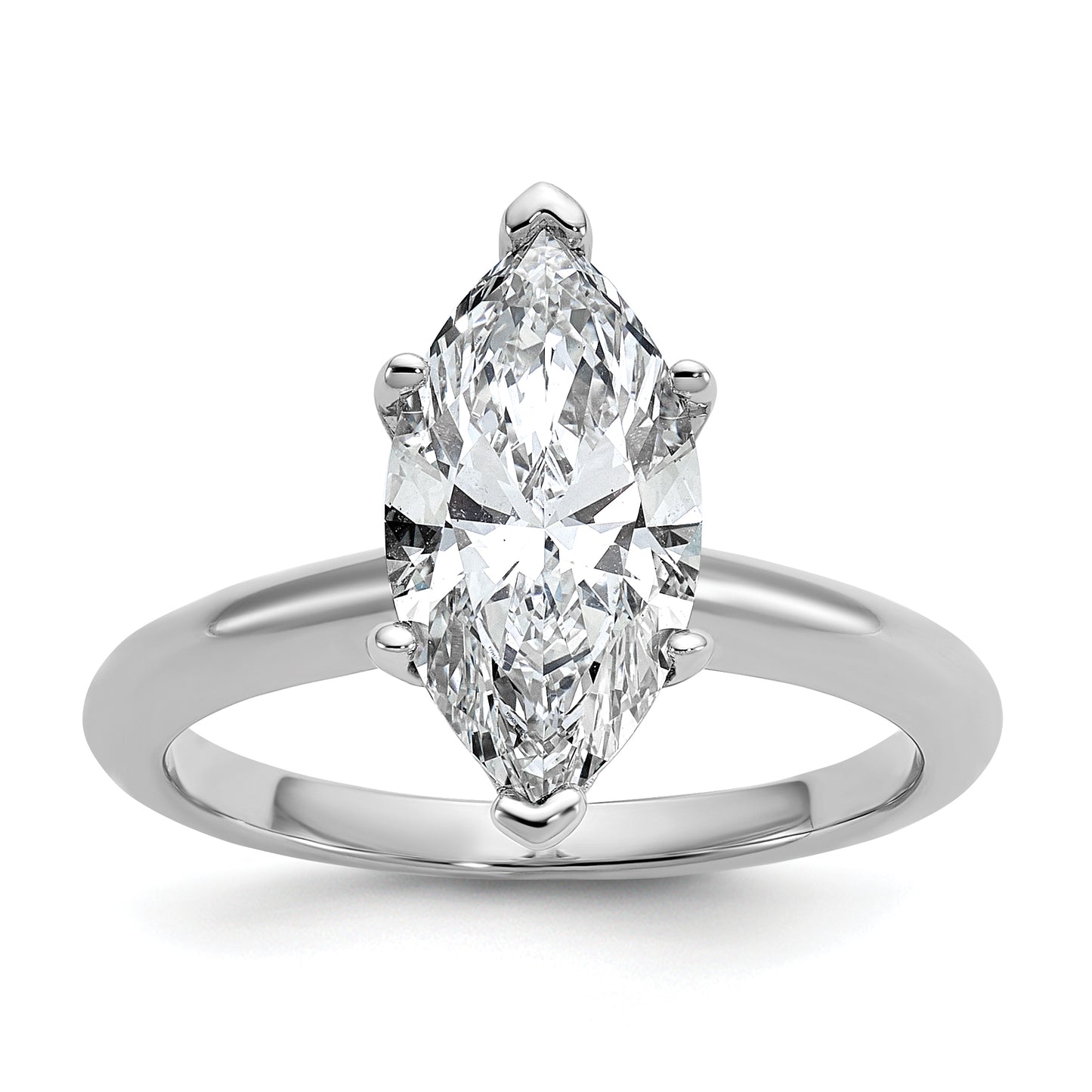 14k White Gold 2 1/2 Ct. Lab Grown Diamond VS/SI+ G+ Marquise Solitare Engagement Ring