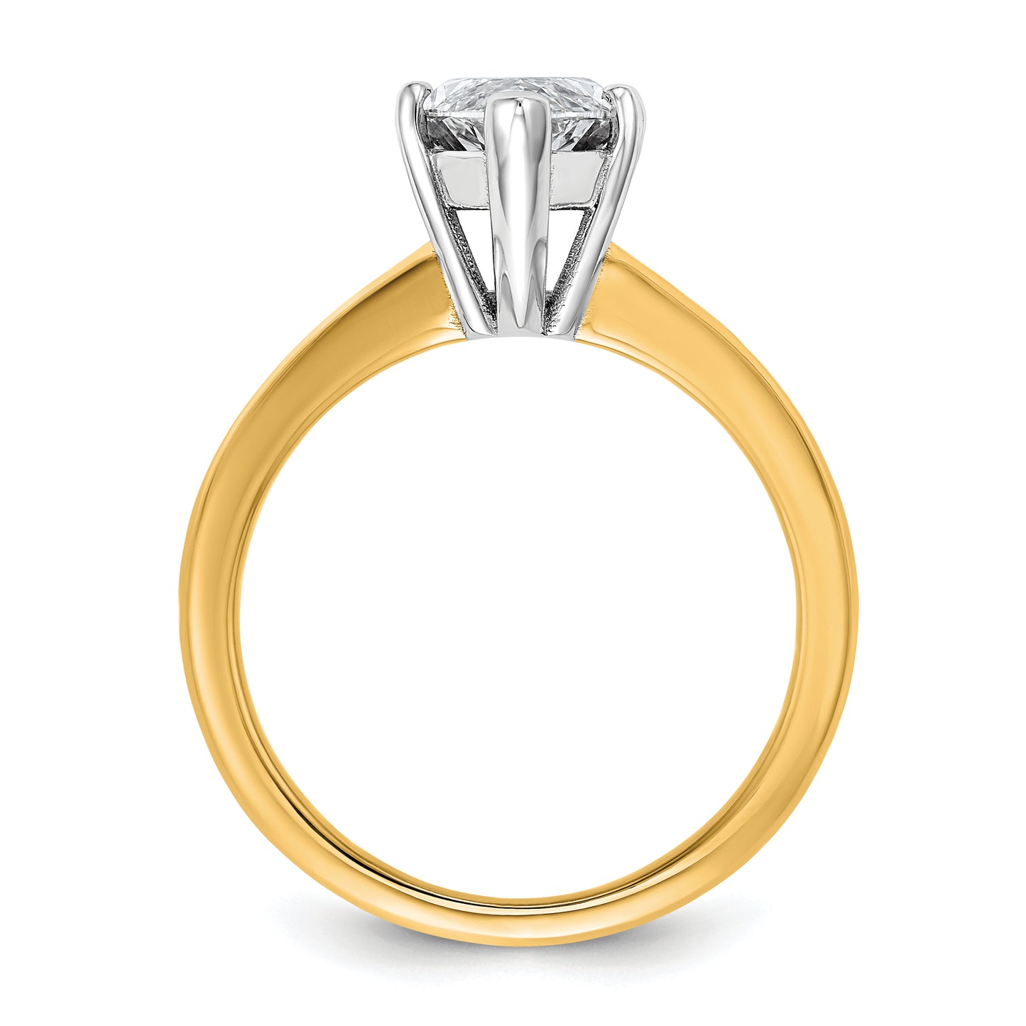 14k Two-tone 2 1/2 Ct. Certified Lab Grown Diamond VS/SI+ G+ Marquise Solitare Engagement Ring