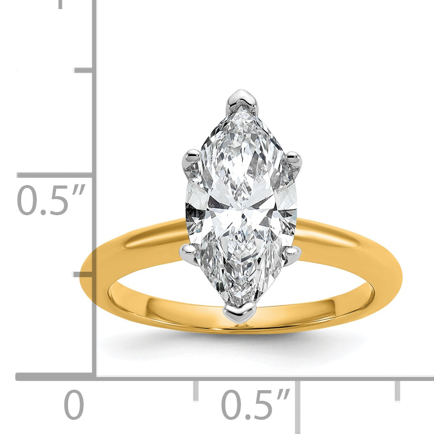 14k Two-tone 2 1/2 Ct. Lab Grown Diamond VS/SI+ G+ Marquise Solitare Engagement Ring