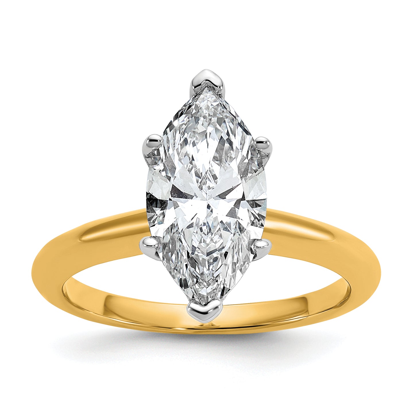 14k Two-tone 2 1/2 Ct. Lab Grown Diamond VS/SI+ G+ Marquise Solitare Engagement Ring