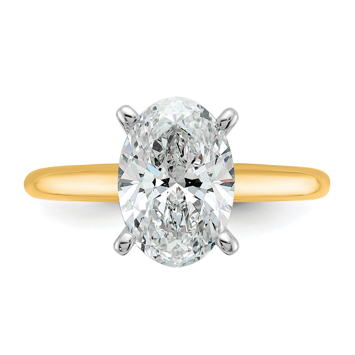 14k Two-tone 2 1/2 Ct. Certified Lab Grown Diamond VS/SI+ G+ Oval Solitare Engagement Ring