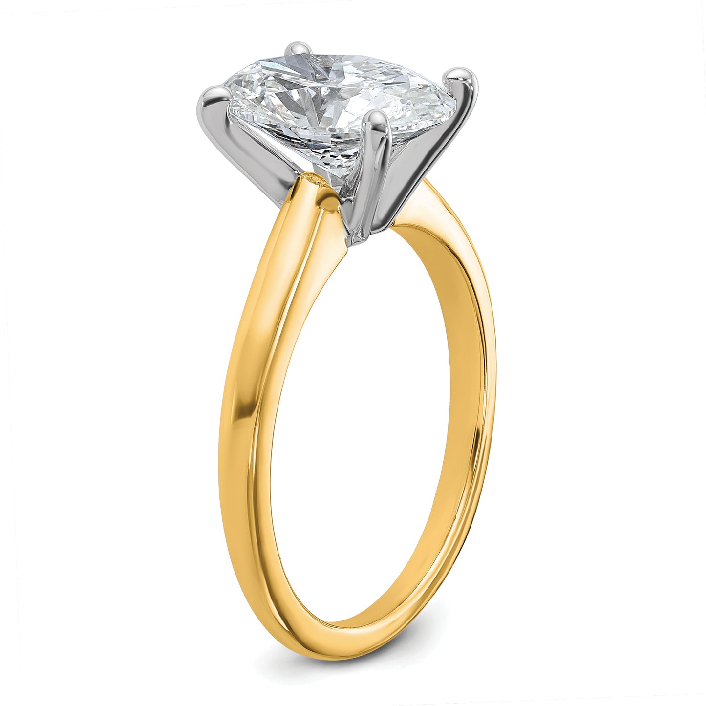 14k Two-tone 2 1/2 Ct. Lab Grown Diamond VS/SI+ G+ Oval Solitare Engagement Ring