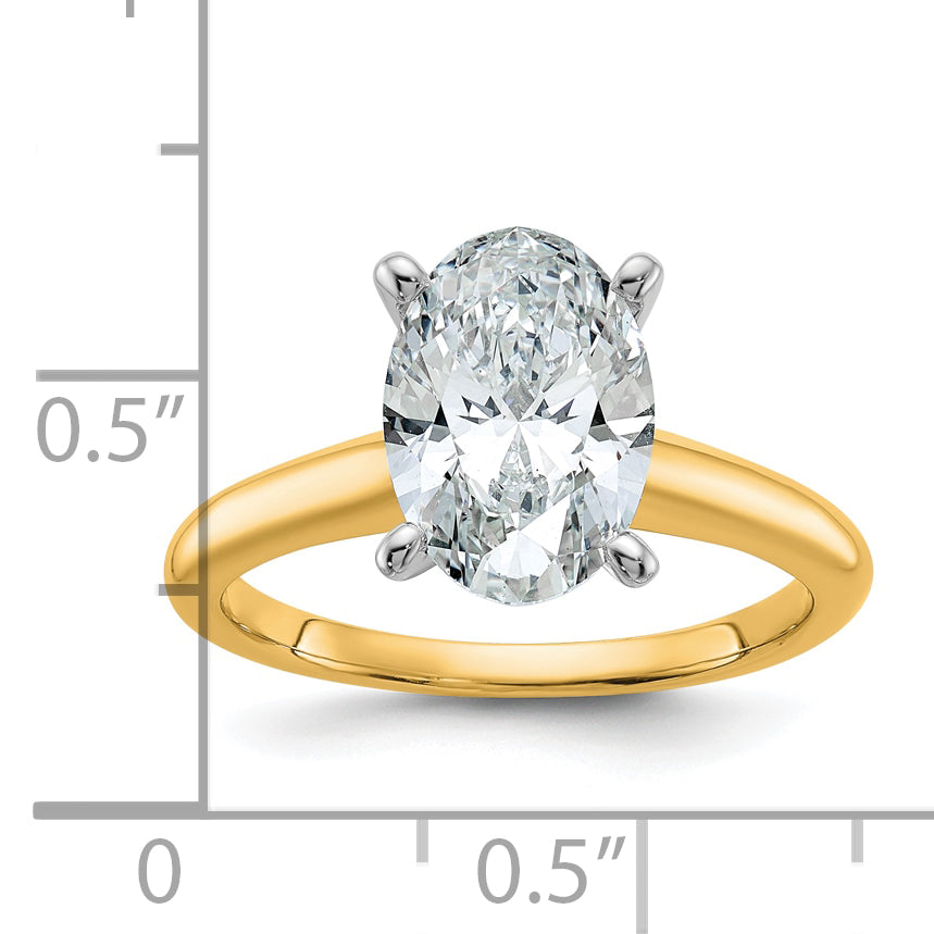 14k Two-tone 2 1/2 Ct. Lab Grown Diamond VS/SI+ G+ Oval Solitare Engagement Ring