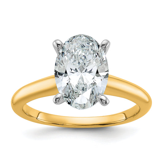 14k Two-tone 2 1/2 Ct. Lab Grown Diamond VS/SI+ G+ Oval Solitare Engagement Ring