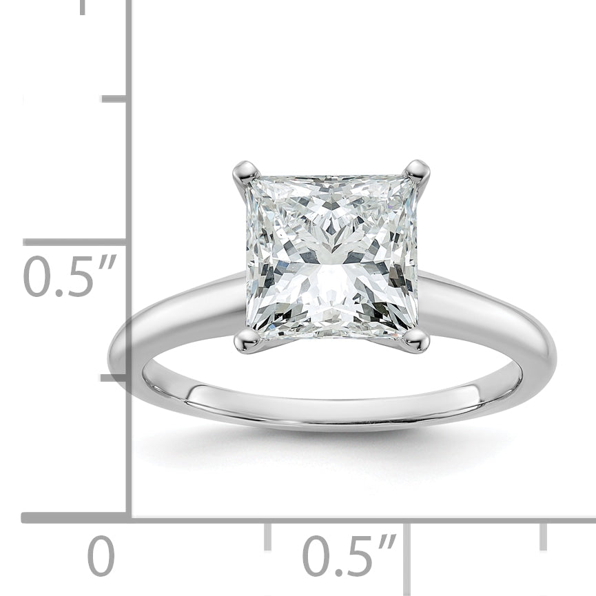 14k White Gold 2 1/2 Ct. Certified Lab Grown Diamond VS/SI+ G+ Princess Solitare Engagement Ring