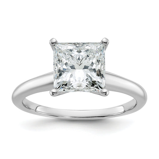 14k White Gold 2 1/2 Ct. Certified Lab Grown Diamond VS/SI+ G+ Princess Solitare Engagement Ring