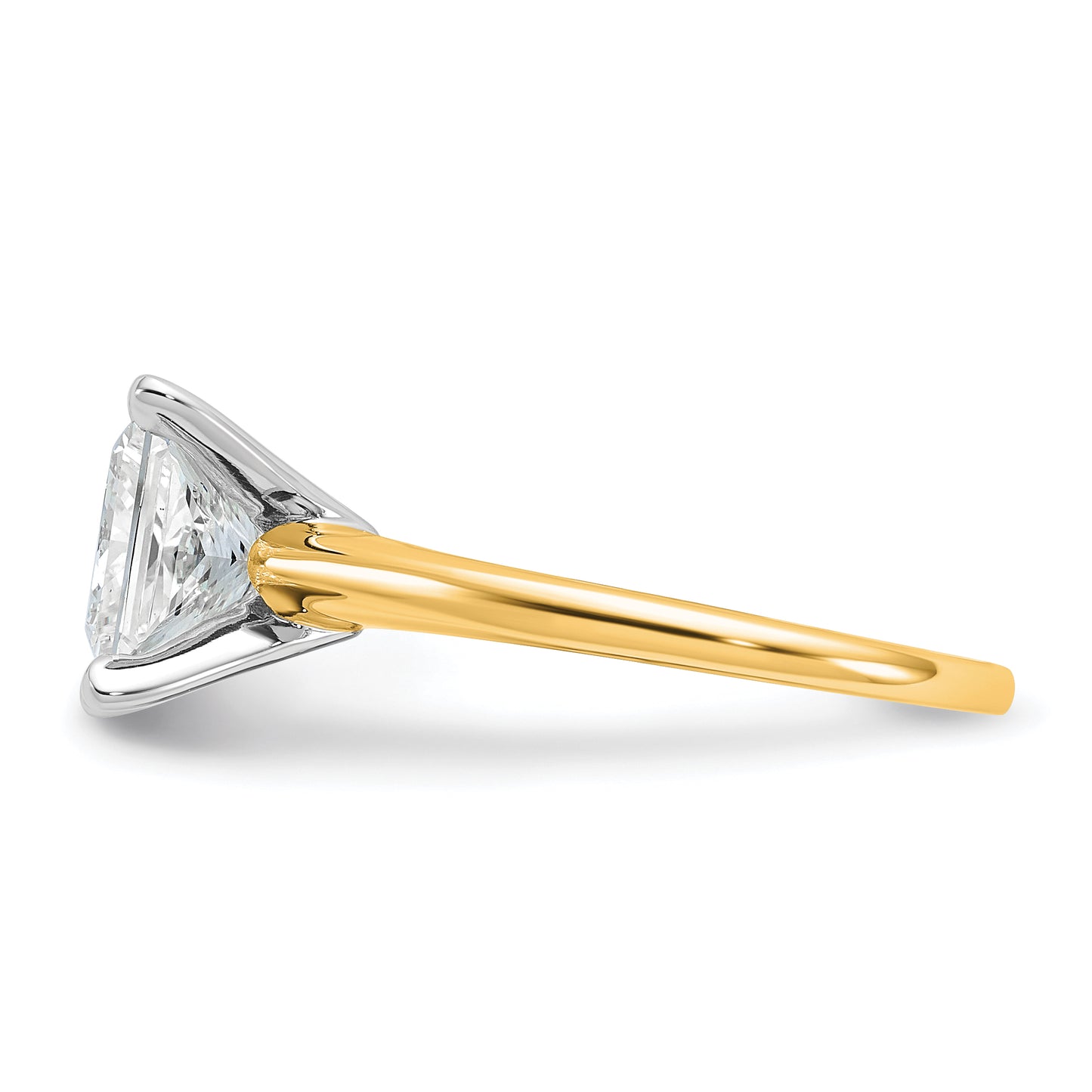 14k Two-tone 2 1/2 Ct. Certified Lab Grown Diamond VS/SI+ G+ Princess Solitare Engagement Ring