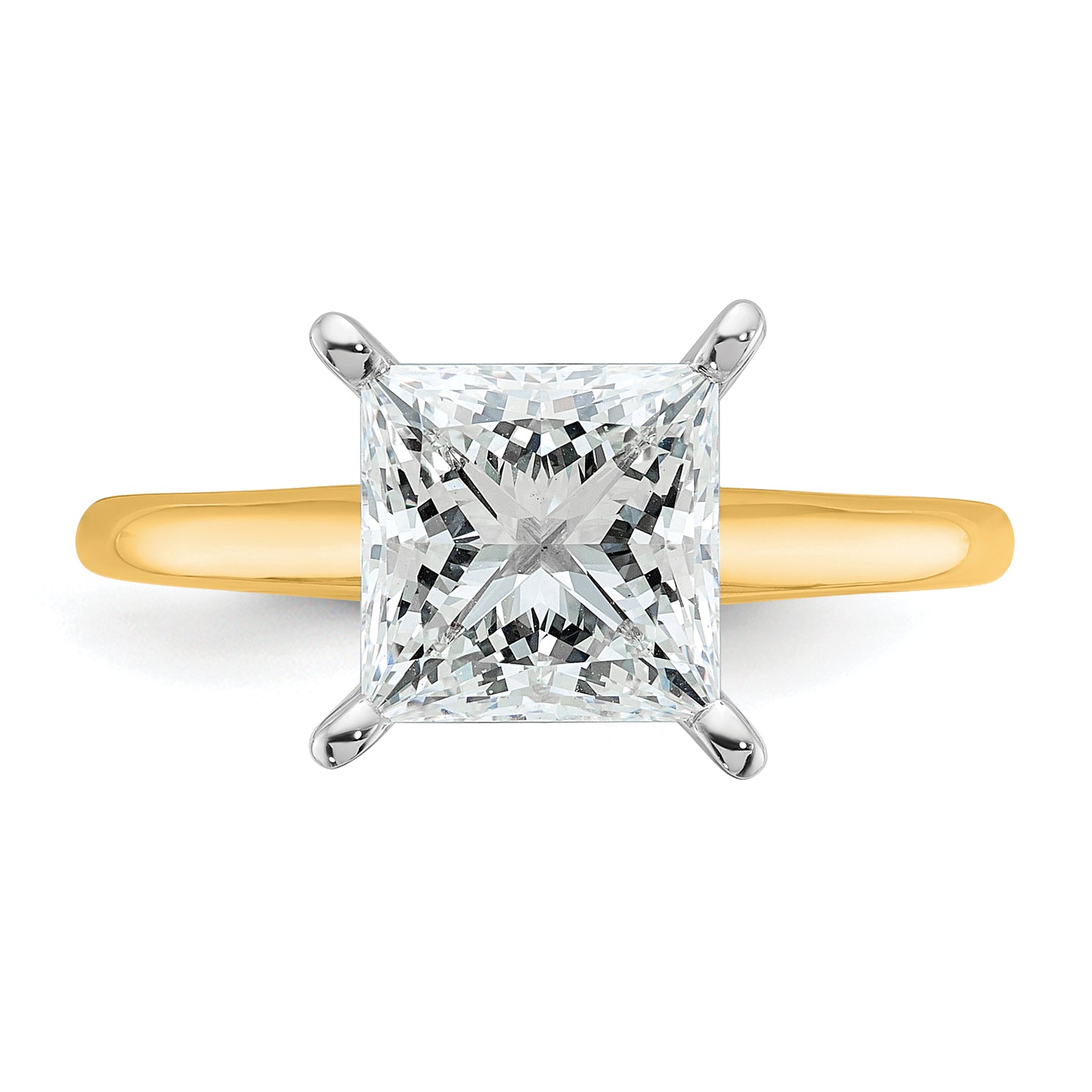 14k Two-tone 2 1/2 Ct. Lab Grown Diamond VS/SI+ G+ Princess Solitare Engagement Ring