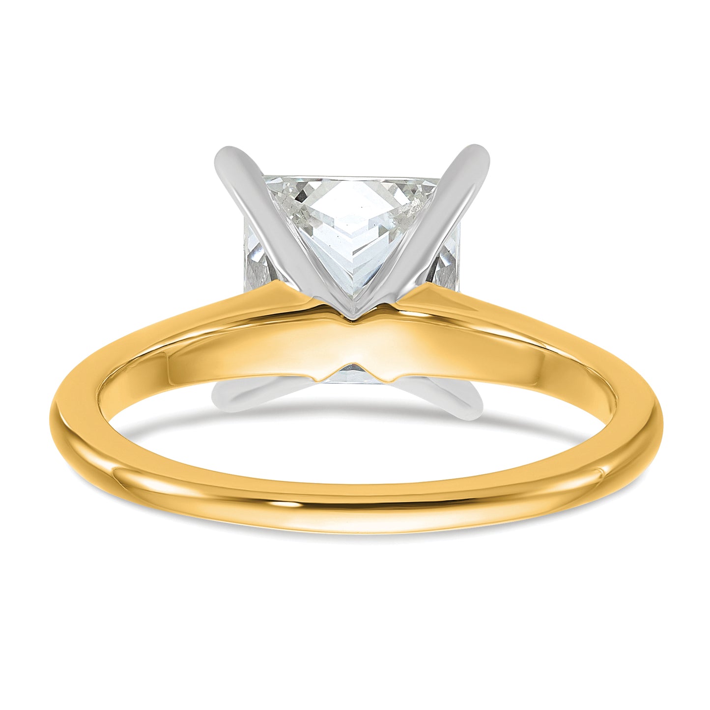 14k Two-tone 2 1/2 Ct. Certified Lab Grown Diamond VS/SI+ G+ Princess Solitare Engagement Ring