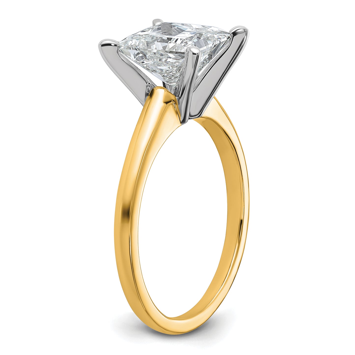 14k Two-tone 2 1/2 Ct. Lab Grown Diamond VS/SI+ G+ Princess Solitare Engagement Ring