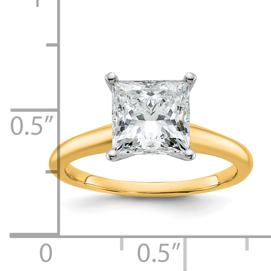 14k Two-tone 2 1/2 Ct. Lab Grown Diamond VS/SI+ G+ Princess Solitare Engagement Ring