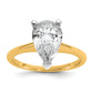 14k Two-tone 2 1/2 Ct. Certified Lab Grown Diamond VS/SI+ G+ Pear Solitare Engagement Ring