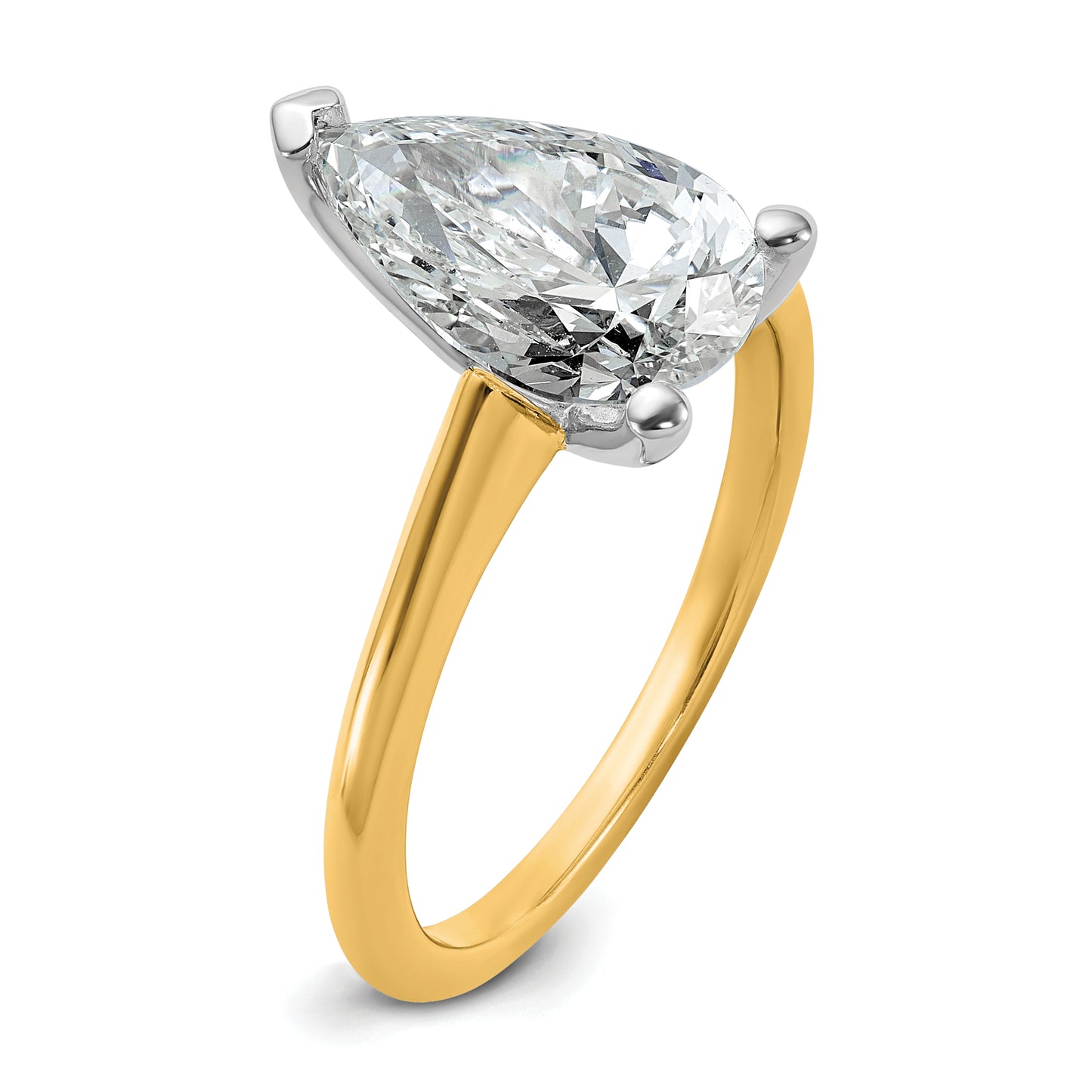 14k Two-tone 2 1/2 Ct. Certified Lab Grown Diamond VS/SI+ G+ Pear Solitare Engagement Ring