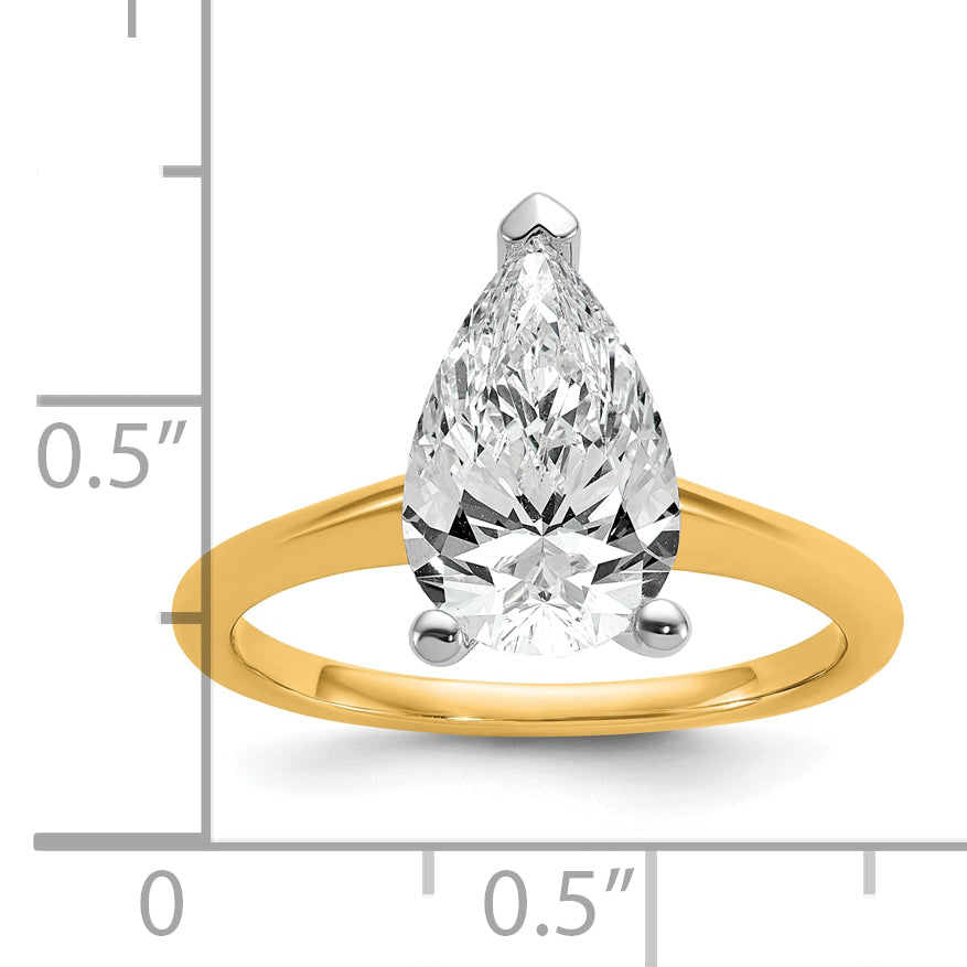 14k Two-tone 2 1/2 Ct. Lab Grown Diamond VS/SI+ G+ Pear Solitare Engagement Ring