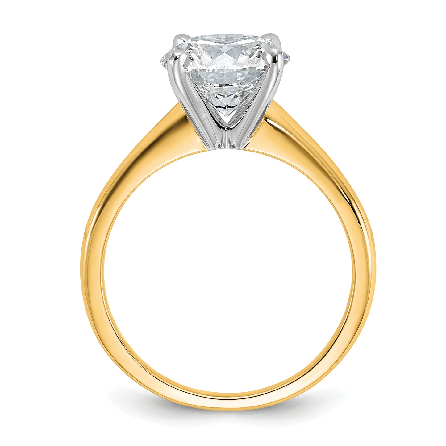 14k Two-tone 2 1/2 Ct. Certified Lab Grown Diamond VS/SI+ G+ Round Solitaire Engagement Ring