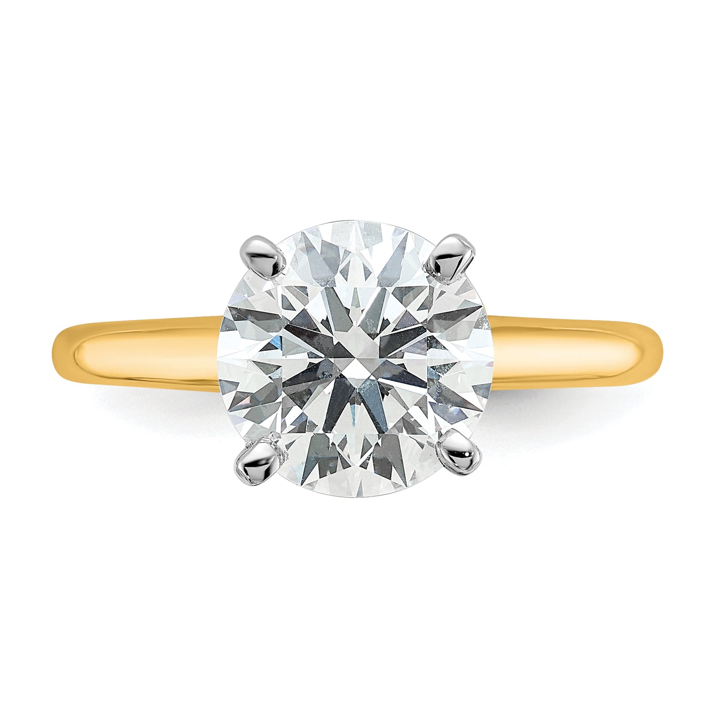 14k Two-tone 2 1/2 Ct. Certified Lab Grown Diamond VS/SI+ G+ Round Solitaire Engagement Ring