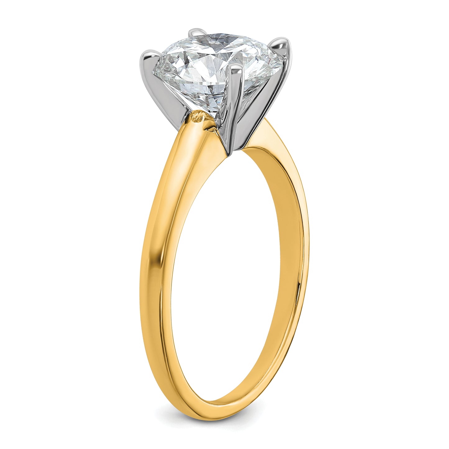 14k Two-tone 2 1/2 Ct. Certified Lab Grown Diamond VS/SI+ G+ Round Solitaire Engagement Ring