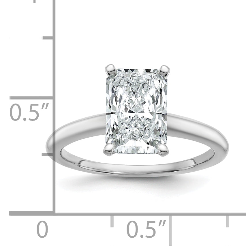 14k White Gold 2 1/2 Ct. Lab Grown Diamond VS/SI+ G+ Radiant Solitare Engagement Ring