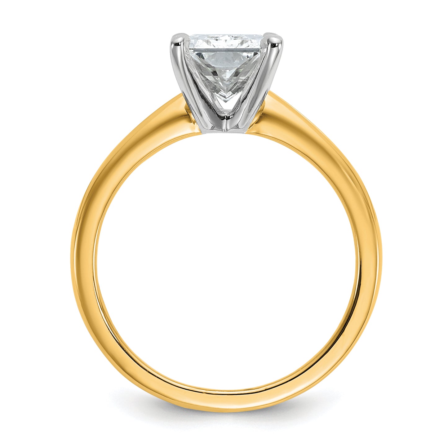 14k Two-tone 2 1/2 Ct. Certified Lab Grown Diamond VS/SI+ G+ Radiant Solitare Engagement Ring