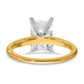 14k Two-tone 2 1/2 Ct. Lab Grown Diamond VS/SI+ G+ Radiant Solitare Engagement Ring