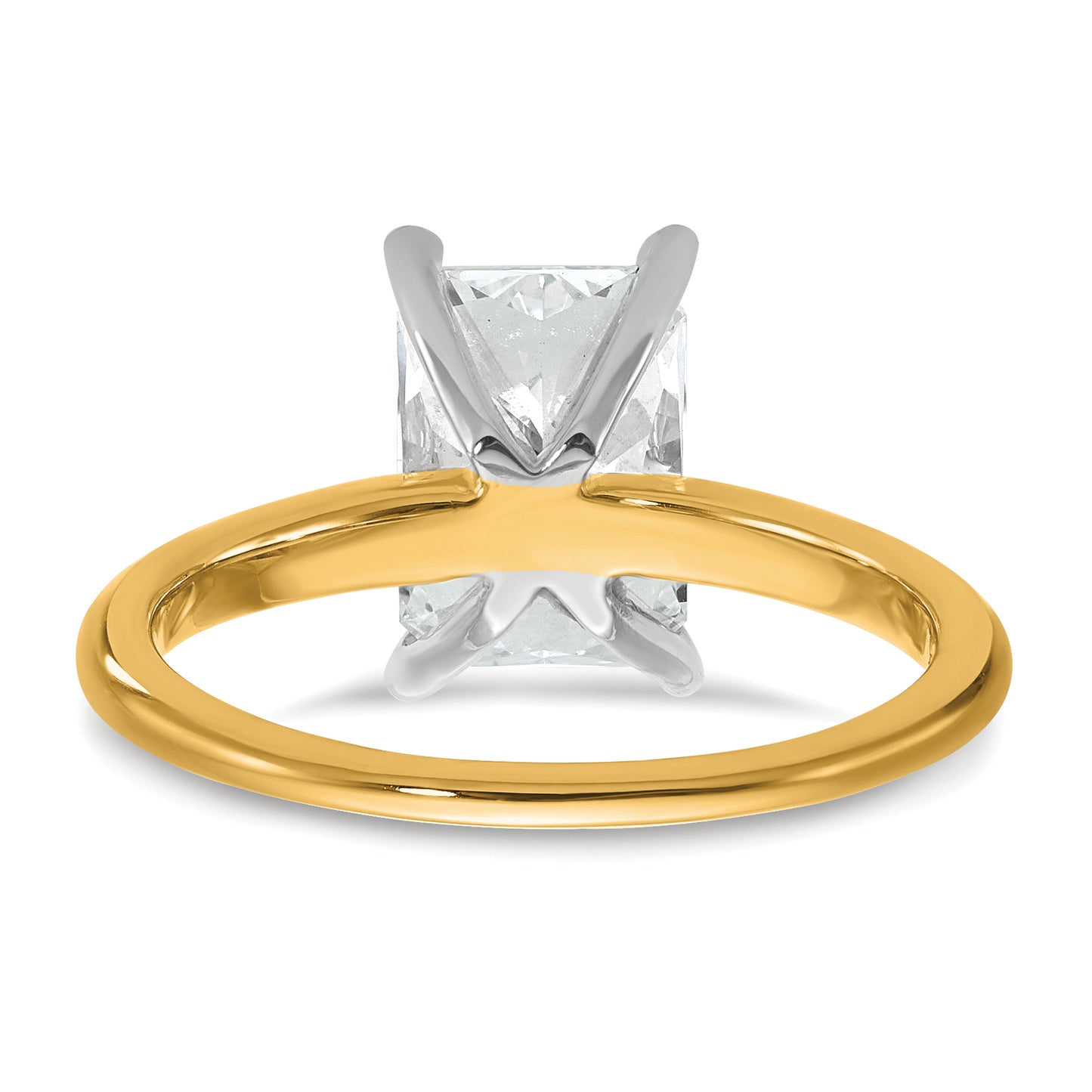 14k Two-tone 2 1/2 Ct. Certified Lab Grown Diamond VS/SI+ G+ Radiant Solitare Engagement Ring