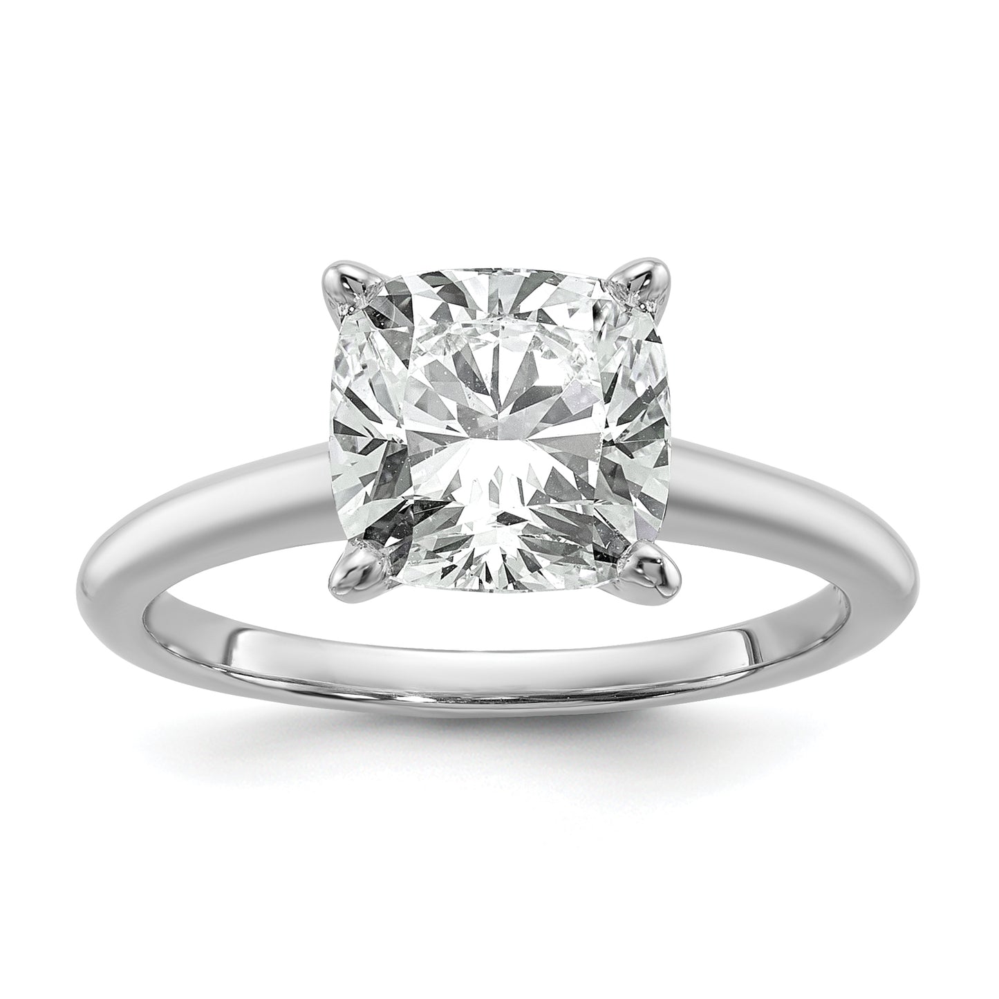 14k White Gold 3 Ct. Certified Lab Grown Diamond VS/SI+ G+ Cushion Solitare Engagement Ring