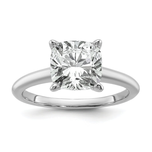 14k White Gold 3 Ct. Lab Grown Diamond VS/SI+ G+ Cushion Solitare Engagement Ring