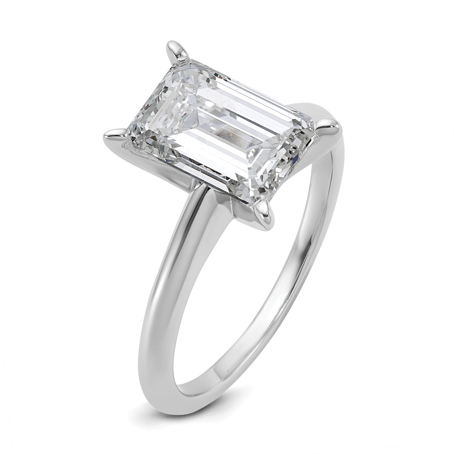 14k White Gold 3 Ct. Certified Lab Grown Diamond VS/SI+ G+ Emerald Solitaire Engagement Ring