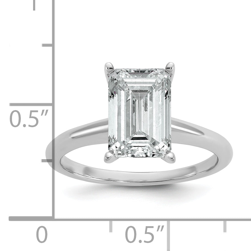 14k White Gold 3 Ct. Certified Lab Grown Diamond VS/SI+ G+ Emerald Solitaire Engagement Ring