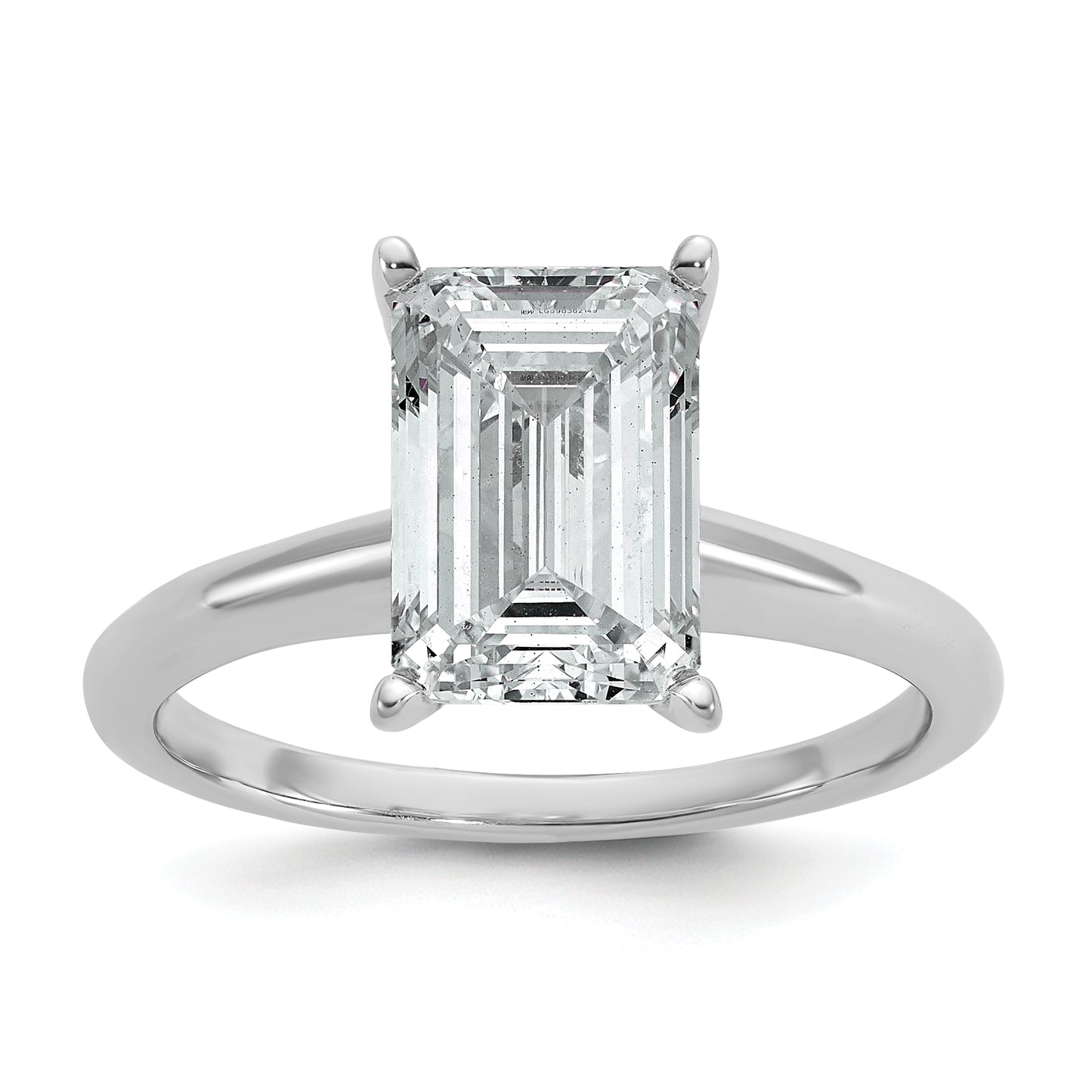 14k White Gold 3 Ct. Lab Grown Diamond VS/SI+ G+ Emerald Solitaire Engagement Ring