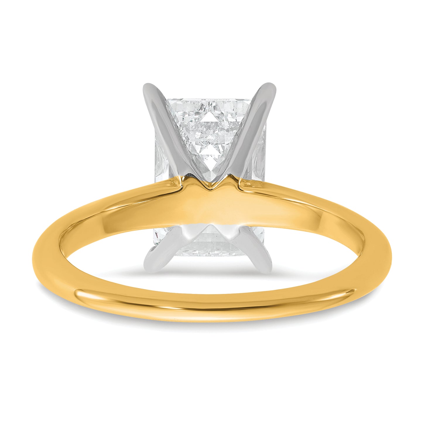 14k Two-Tone 3 Ct. Certified Lab Grown Diamond VS/SI+ G+ Emerald Solitaire Engagement Ring