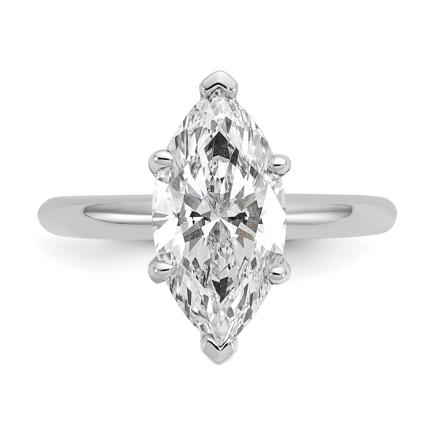 14k White Gold 3 Ct. Lab Grown Diamond VS/SI+ G+ Marquise Solitaire Engagement Ring