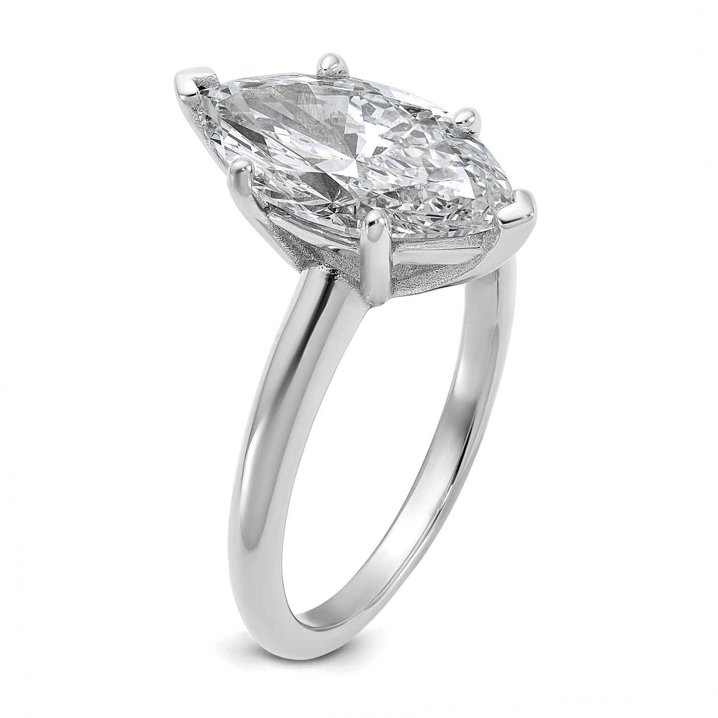 14k White Gold 3 Ct. Lab Grown Diamond VS/SI+ G+ Marquise Solitaire Engagement Ring