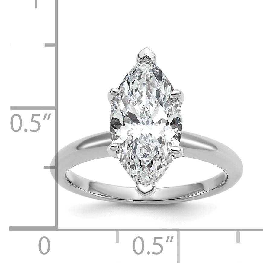 14k White Gold 3 Ct. Lab Grown Diamond VS/SI+ G+ Marquise Solitaire Engagement Ring