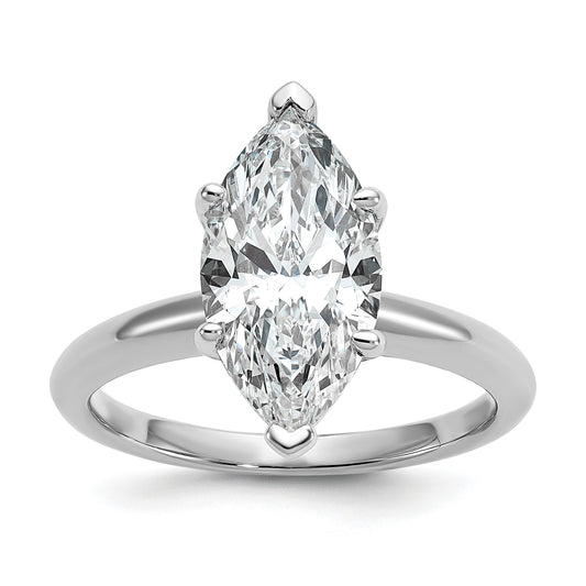 14k White Gold 3 Ct. Lab Grown Diamond VS/SI+ G+ Marquise Solitaire Engagement Ring