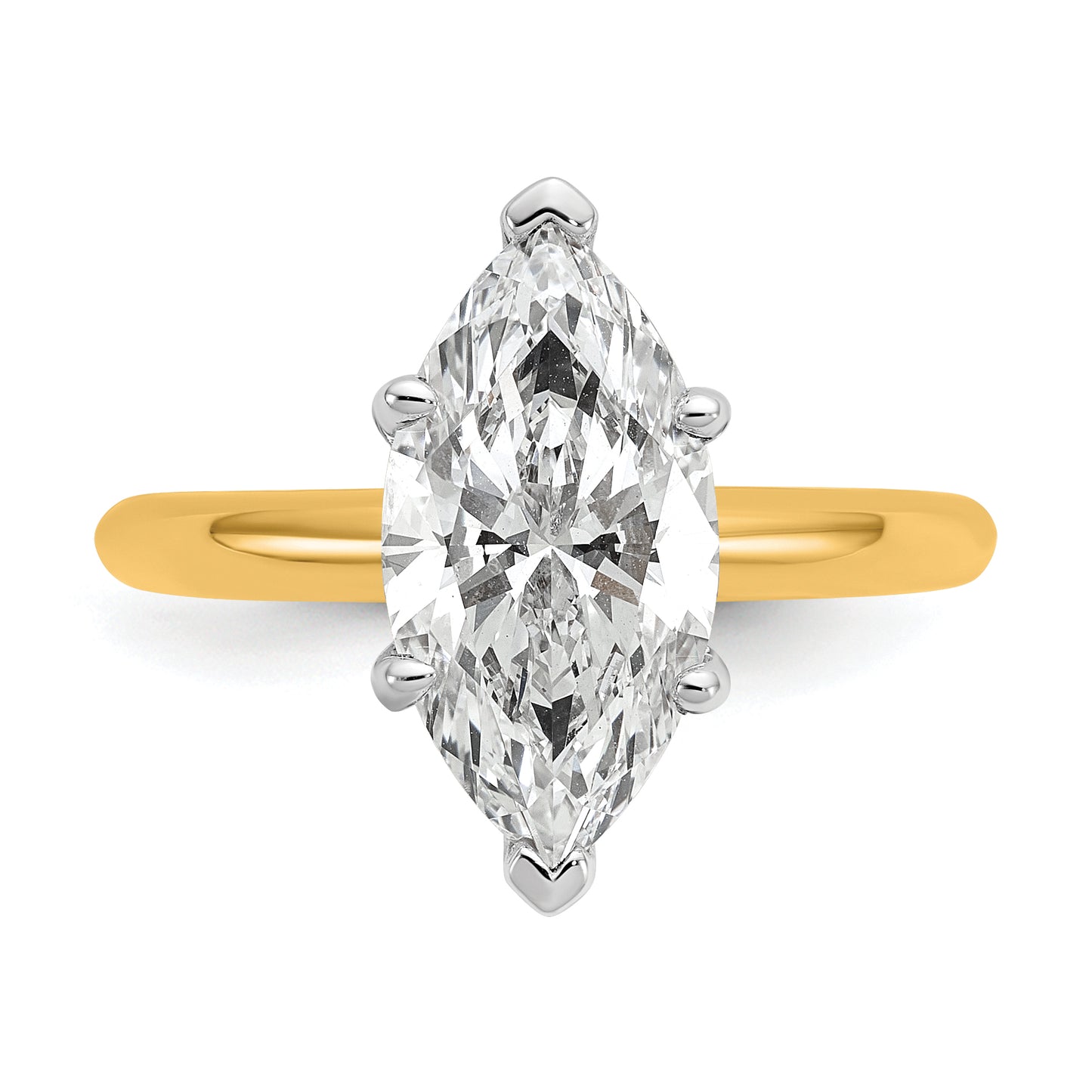 14k Two-Tone 3 Ct. Certified Lab Grown Diamond VS/SI+ G+ Marquise Solitaire Engagement Ring