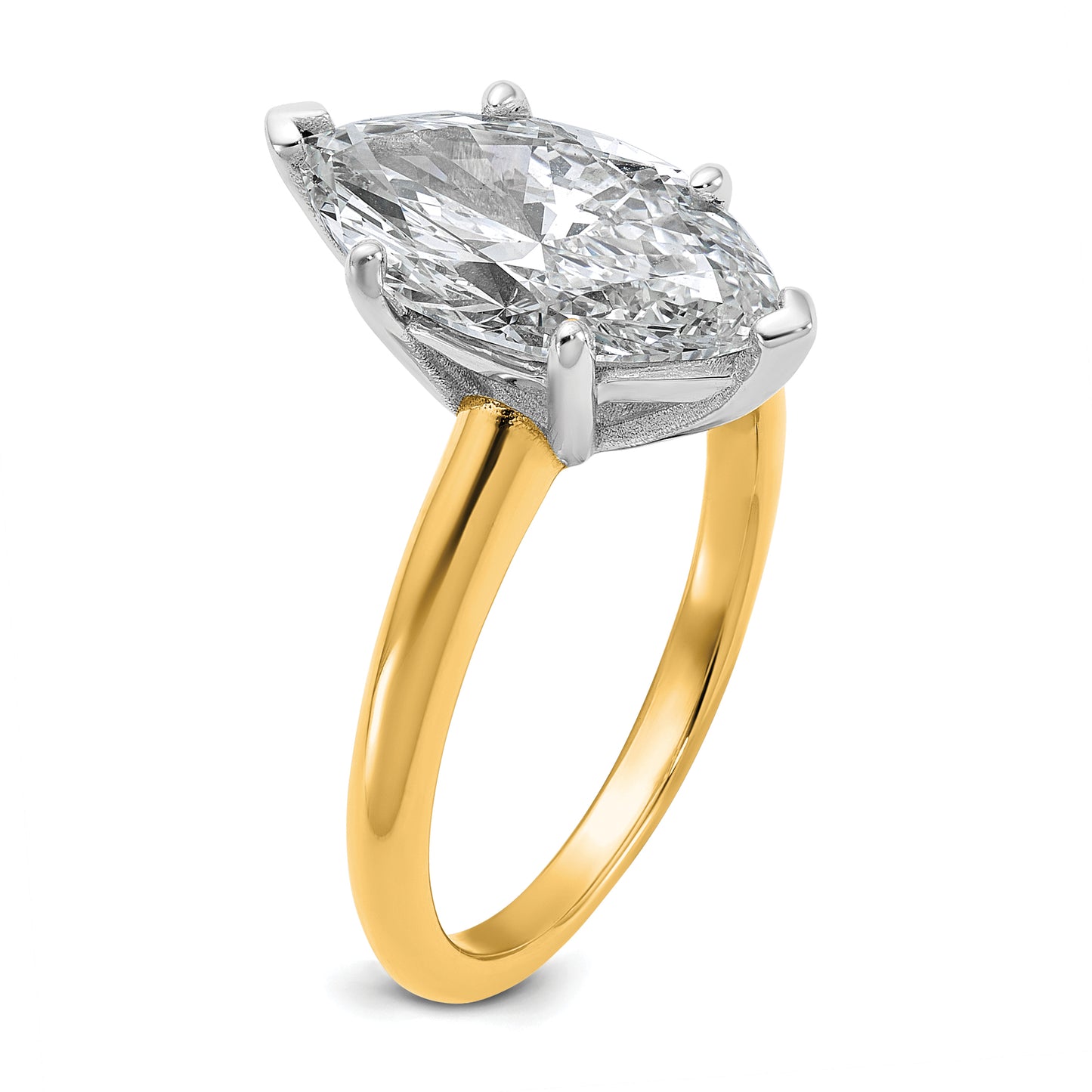 14k Two-Tone 3 Ct. Certified Lab Grown Diamond VS/SI+ G+ Marquise Solitaire Engagement Ring