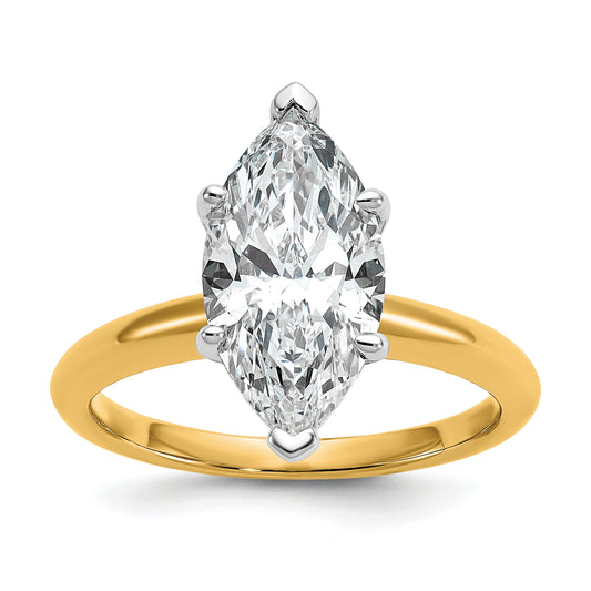 14k Two-Tone 3 Ct. Lab Grown Diamond VS/SI+ G+ Marquise Solitaire Engagement Ring