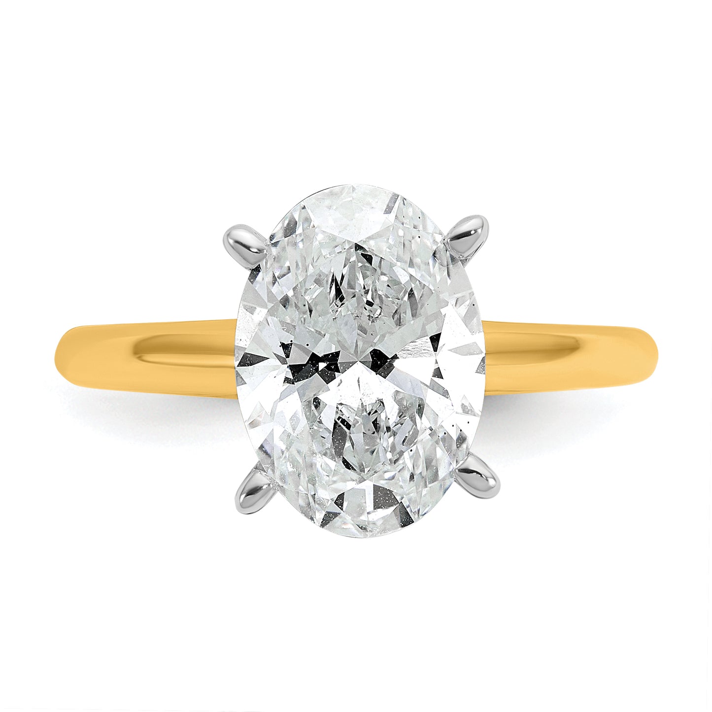 14k Two-tone 3 Ct. Certified Lab Grown Diamond VS/SI+ G+ Oval Solitare Engagement Ring