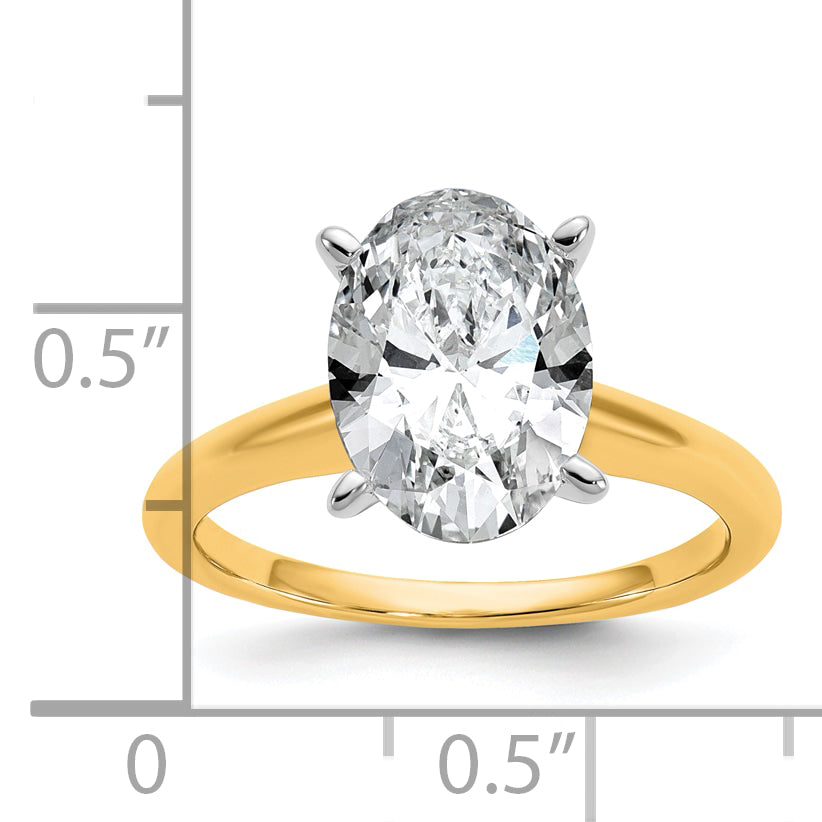 14k Two-tone 3 Ct. Certified Lab Grown Diamond VS/SI+ G+ Oval Solitare Engagement Ring