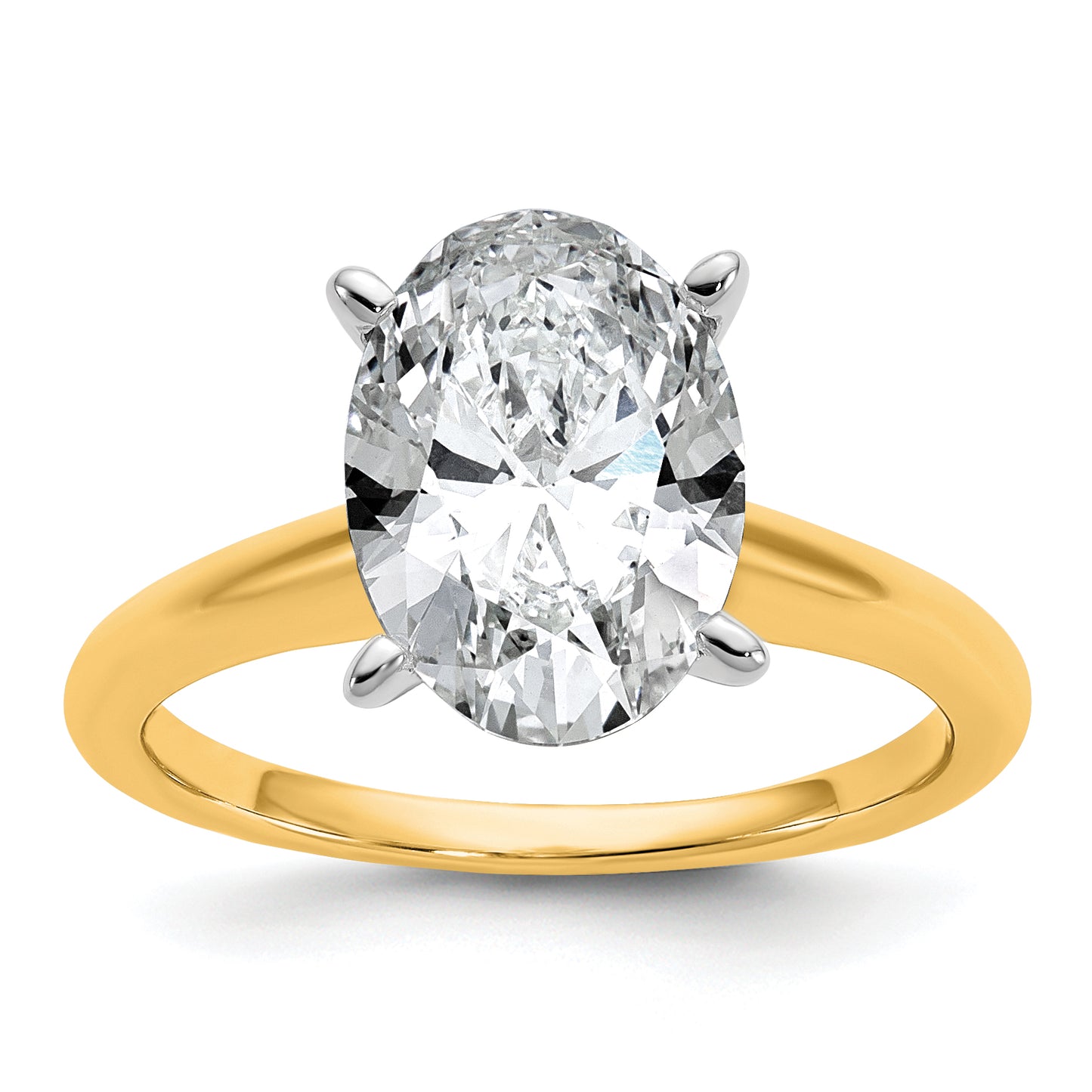 14k Two-tone 3 Ct. Certified Lab Grown Diamond VS/SI+ G+ Oval Solitare Engagement Ring