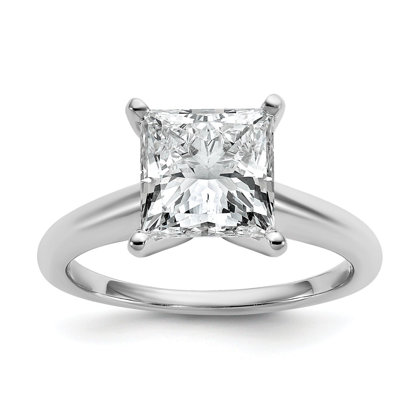 14k White Gold 3 Ct. Lab Grown Diamond VS/SI+ G+ Princess Solitare Engagement Ring