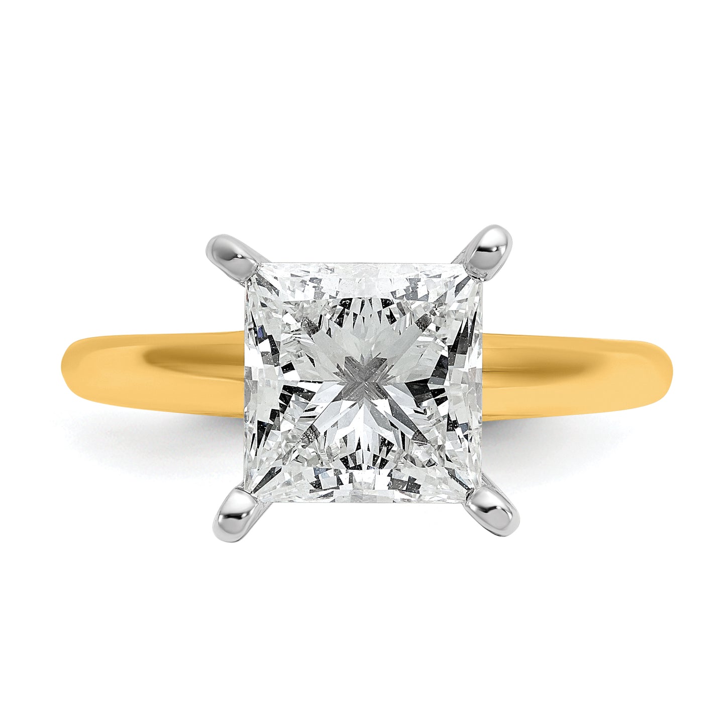 14k Two-tone 3 Ct. Lab Grown Diamond VS/SI+ G+ Princess Solitare Engagement Ring